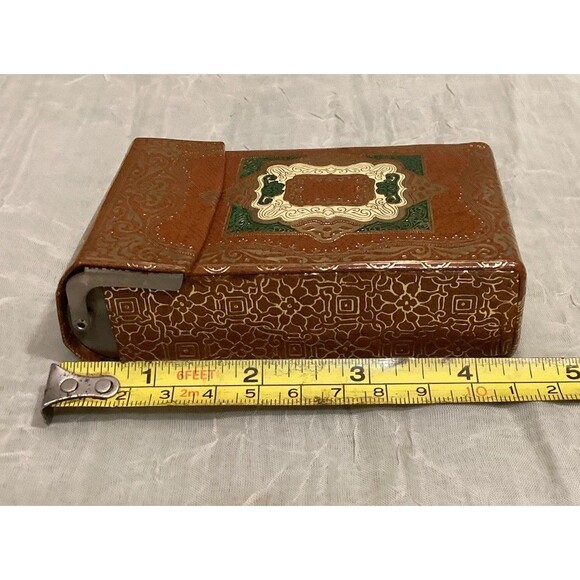 Cigarette Case Paper & Cardboard Brown, Green & Gold Antique Made In Italy - Picture 11 of 13